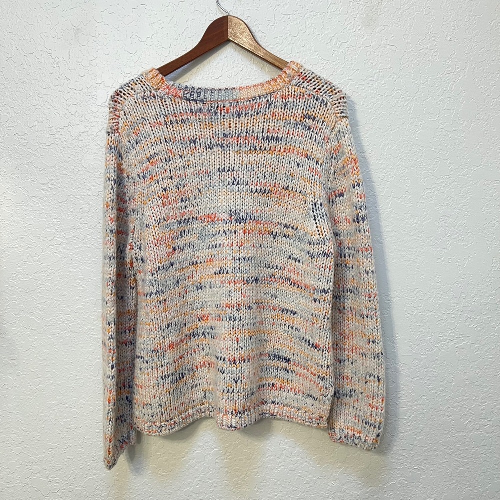 Gap Womens Large Space Dye Chunky Knit Sweater Multi Color Wool Blend Crewneck - Picture 4 of 6